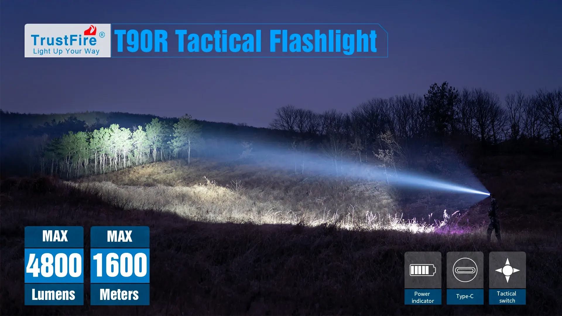 Trustfire T90R 4800 Lumen Hunting Led Flashlight Long Distance Tactical Torch