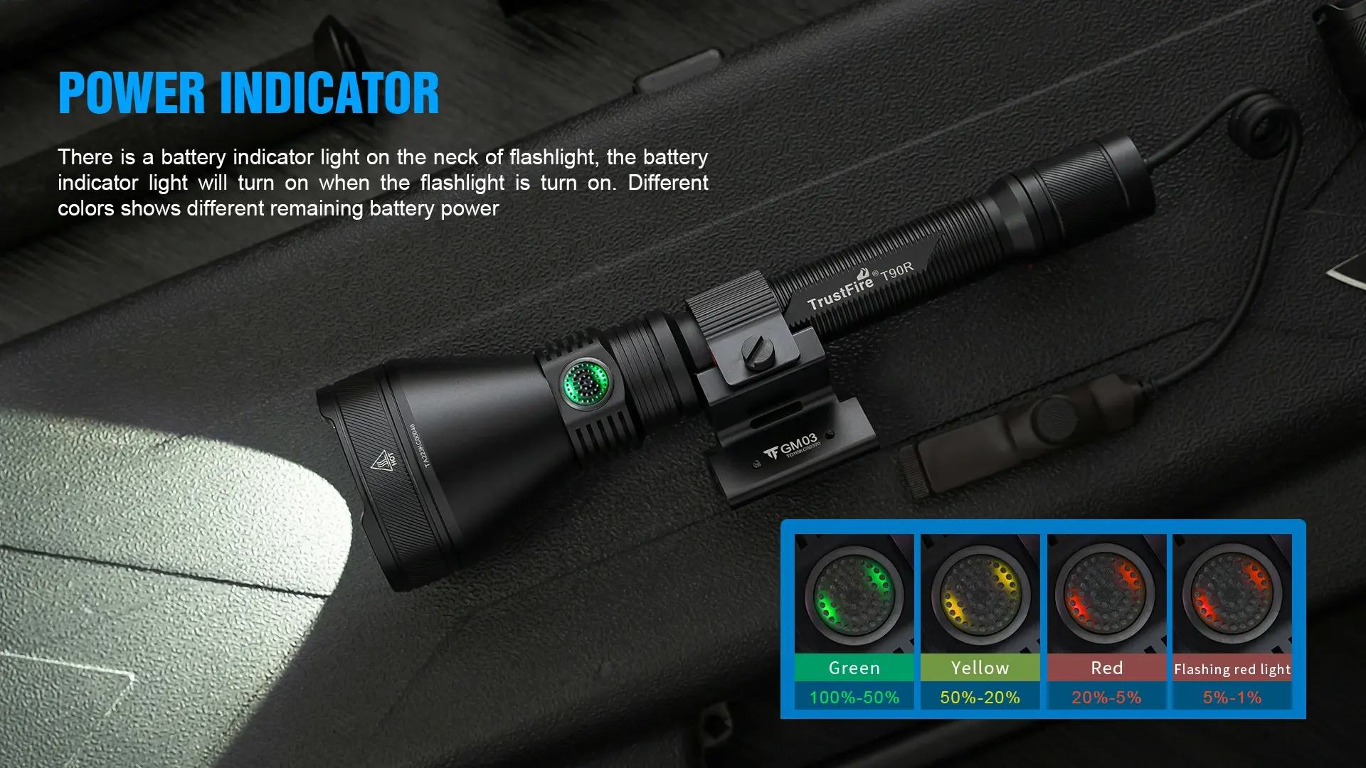 Trustfire T90R 4800 Lumen Hunting Led Flashlight Long Distance Tactical Torch